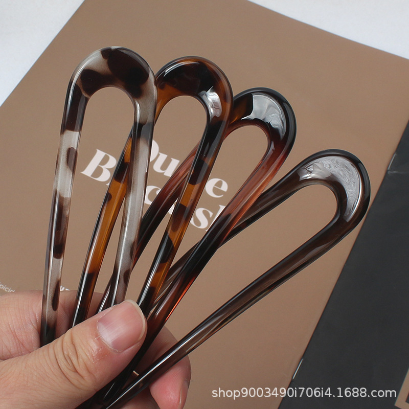 Women'S Accessories H&M - 한국 스타일 레오파드 프린트 U자형 머리핀,
