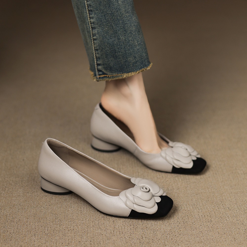패션 플라워 싱글 슈즈 가을 신상 스퀘어 토 얕은 입구 - Women'S Shoes And Accessories 리뷰 및 가격