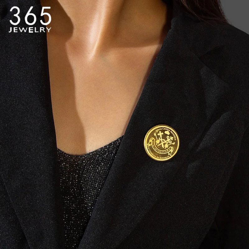 맞춤형 개인 로고 원형/사각형 스테인리스 스틸 브로치  - Women Accessories Business Name 리뷰 및 가격