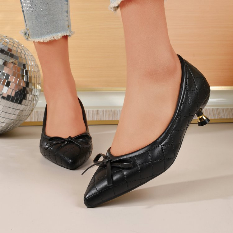 빈티지 여성 뾰족코 리본 키튼힐 펌프스, 퀼팅 스틸레토 - Women'S Shoes And Accessories 리뷰 및 가격