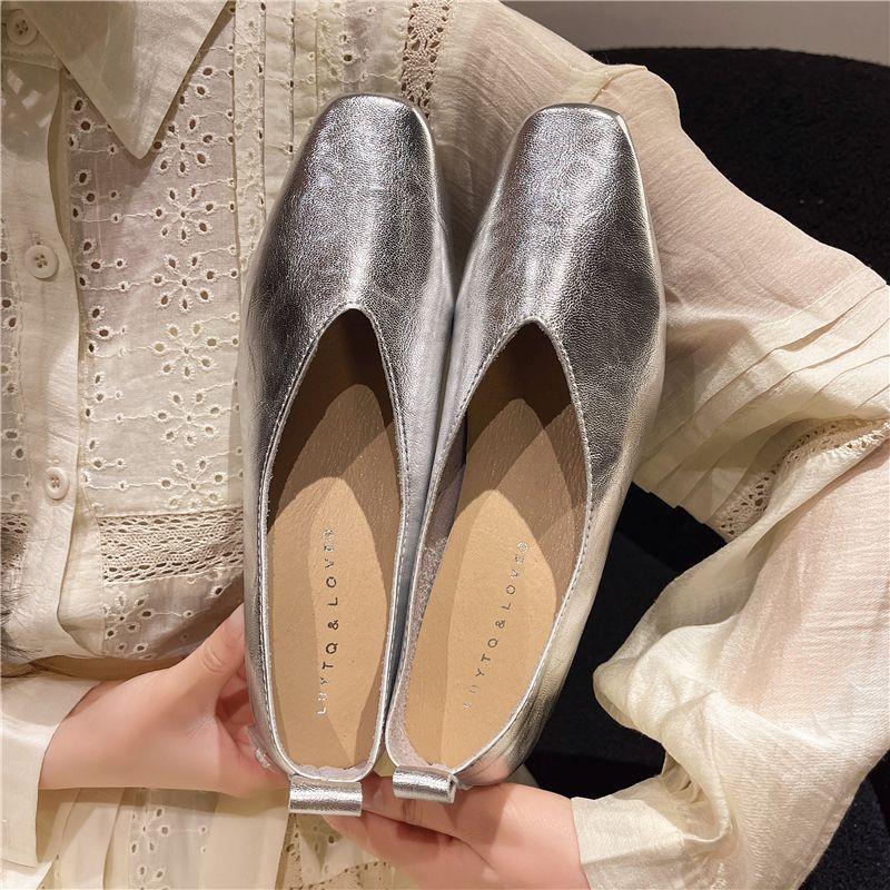 패션 신발 여성용 로퍼 정품 가죽 고급 실버 힐 스퀘어 - Women'S Shoes And Accessories 리뷰 및 가격
